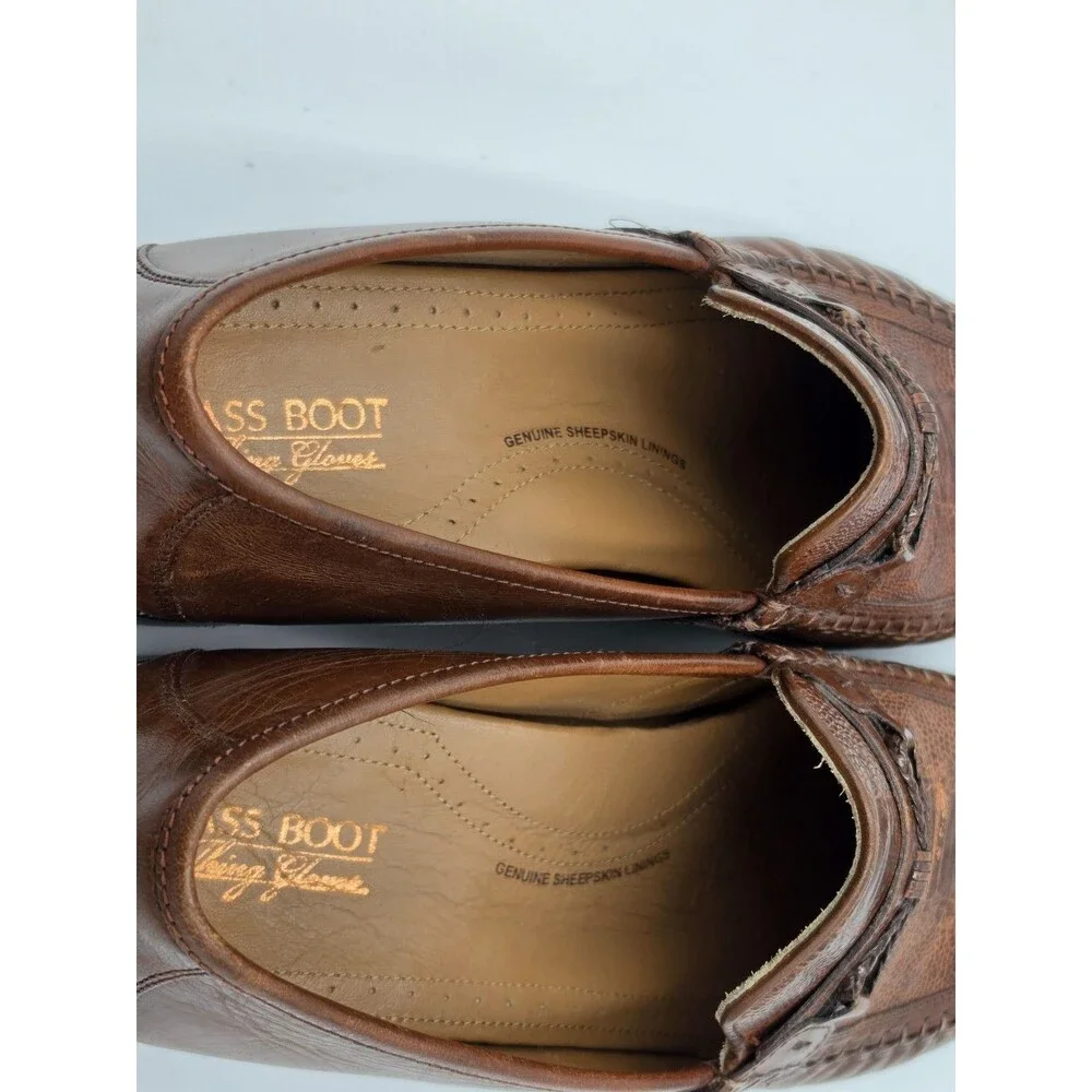 Brass Boot Walking Gloves Men's Brown Leather Alligator Print Loafers Size 10 M